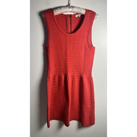 Madewell Abroad Medium Cotton & Wool Blend Sleeveless Red Fit & Flare Dress‎ - Picture 2 of 9